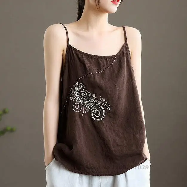 2022 жилет с цветочной вышивкой на подтяжках женский китайский винтажный топ hanfu