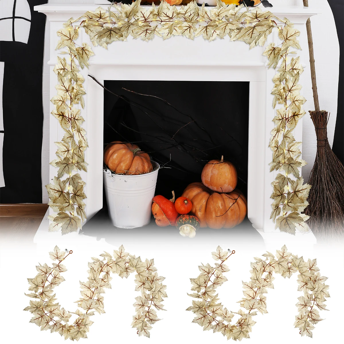 Искусственный Кленовый Лист Из Ротанга Осенний Венок Светодиодная Подсветка