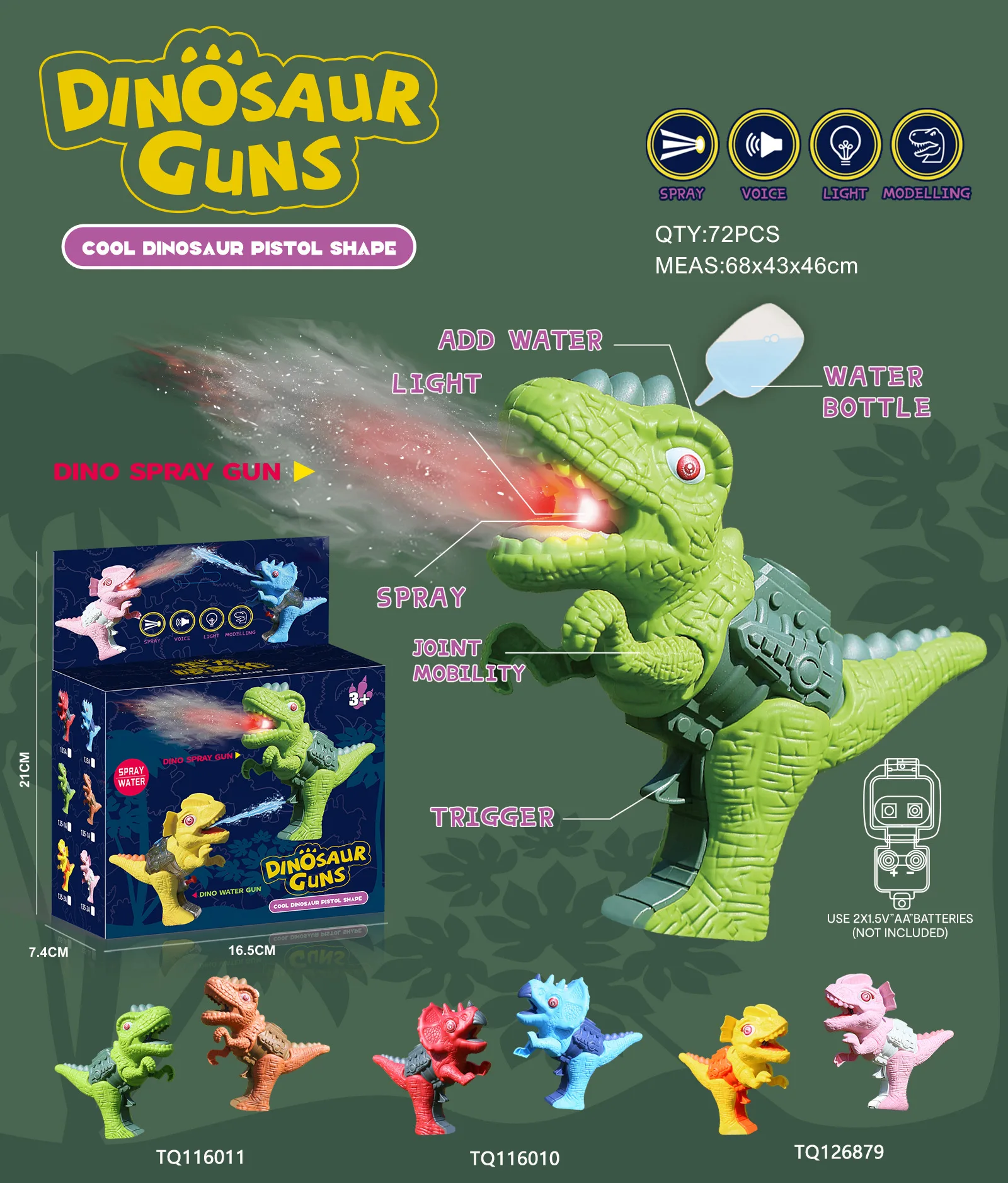 

Children's Electric Simulation Fire Spraying Dinosaur Spray Gun Water SprayGun Tyrannosaurus Rex Baby Animals Boys And Girls