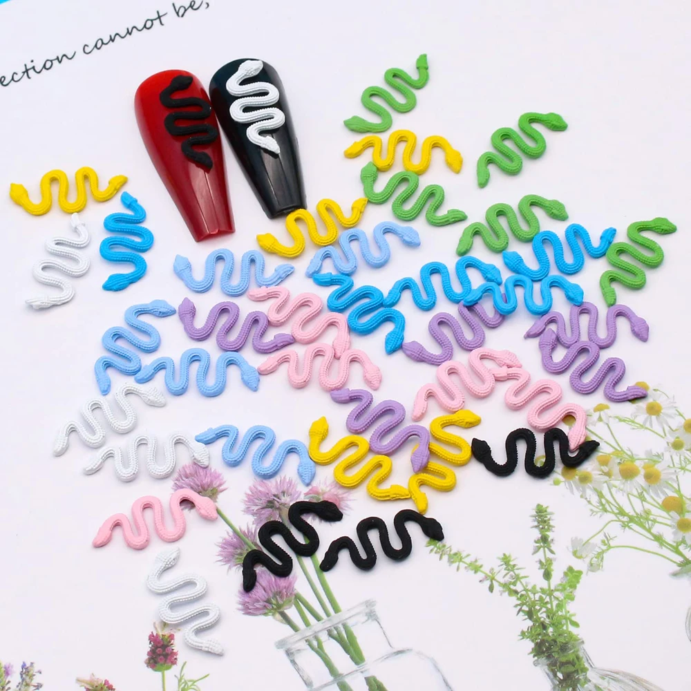 

50pcs 3d Nail Art Decorations Matte Jewelry Snakes Colorful Frosted Nail Parts Korean Silver Alloy Gems Rhinestone Wholesale#ZS