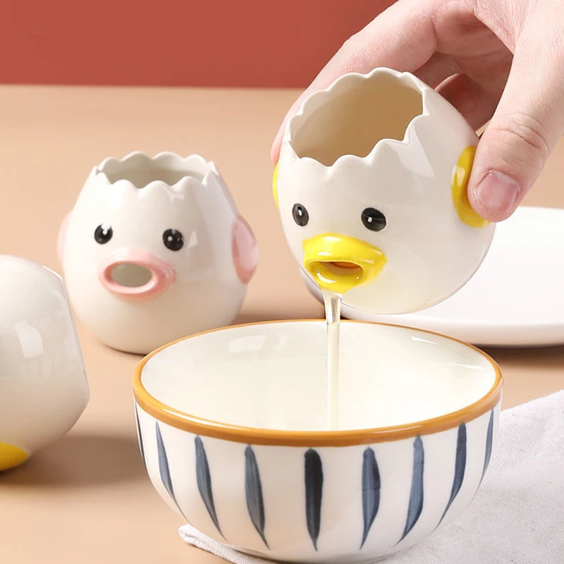 

Mini Egg Separator Ceramic Egg White Filter Kitchen Gadgets Cute Chick Shape Egg Yolk Separator Cooking Baking Accessories