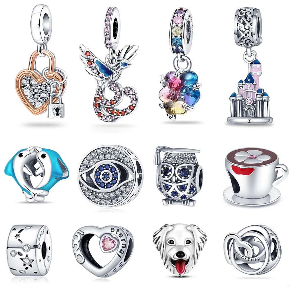 

925 Sterling Silver charm Fit Original Pando charm bead Blue series astronaut Charm Bracelet Necklace Trinket Women Jewelry