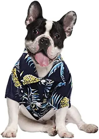 

Dog Hawaii Shirt, Pet Puppy Cat Polo Floral Print Clothes T-Shirt Summer Beach Camp Vest Pineapple for Small Medium Dogs