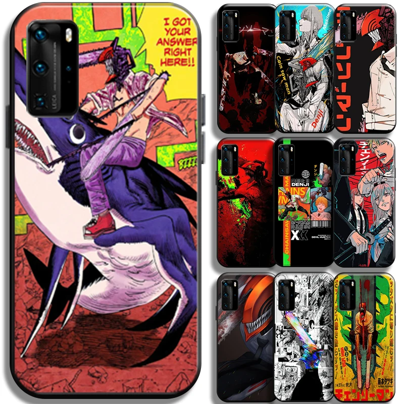 

Anime Chainsaw Man Pattern Phone Case For Huawei P40 P40 Pro Lite 5G Cover Shell Carcasa Funda Coque Full Protection Cases