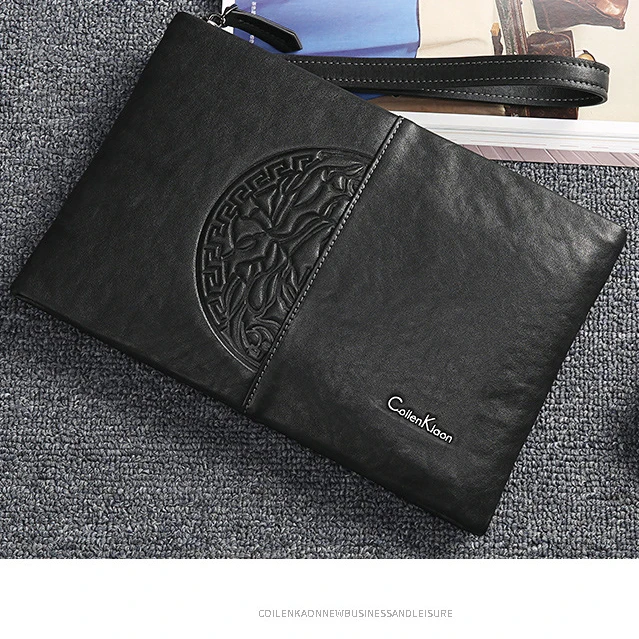 Деловая мужская сумка-клатч из 100% натуральной кожи тканая Роскошная брендовая