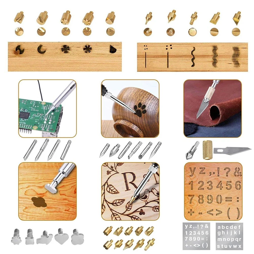 28Pcs Wood Burning Pen Kit Soldering Iron Carving Tip For Pyrography Woodworking Carving DIY Art Carving Embossing Tool