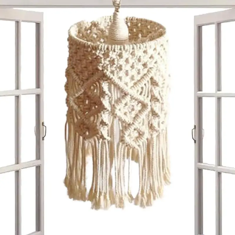 

Bohemian Handknitted Lampshade Tapestry Wall Hanging Lamp Room Coffee Restaurant Decoration Lampshade Macrame
