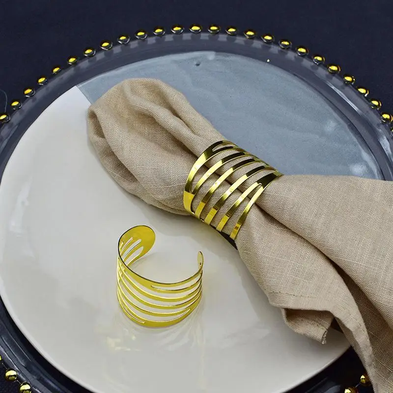 

Комплект колец для салфеток с вырезами 20 шт., золотые держатели для салфеток на свадьбу, юбилей, Рождество, обеденные салфетки, золотые осенние кольца для салфеток