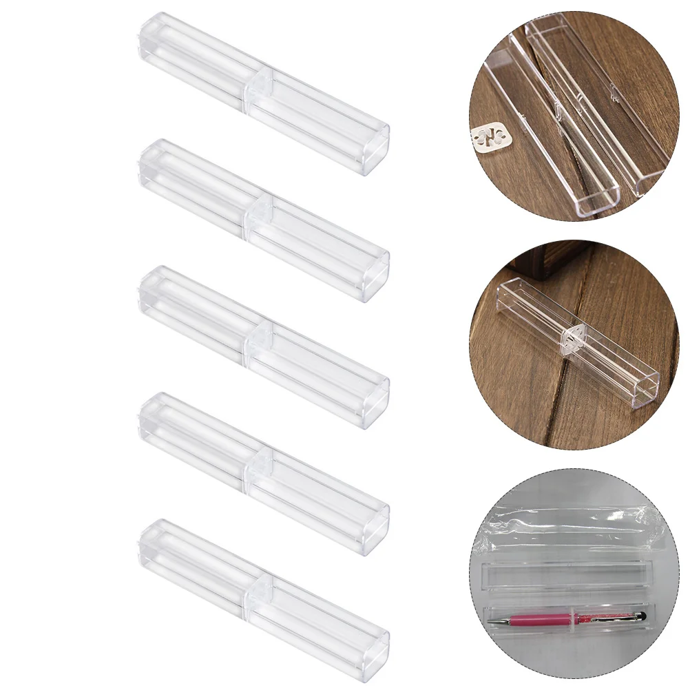 

15 Pcs Case Quadrangle Storage Ink Holder School Ballpoint Clear Plastic Plastic Case