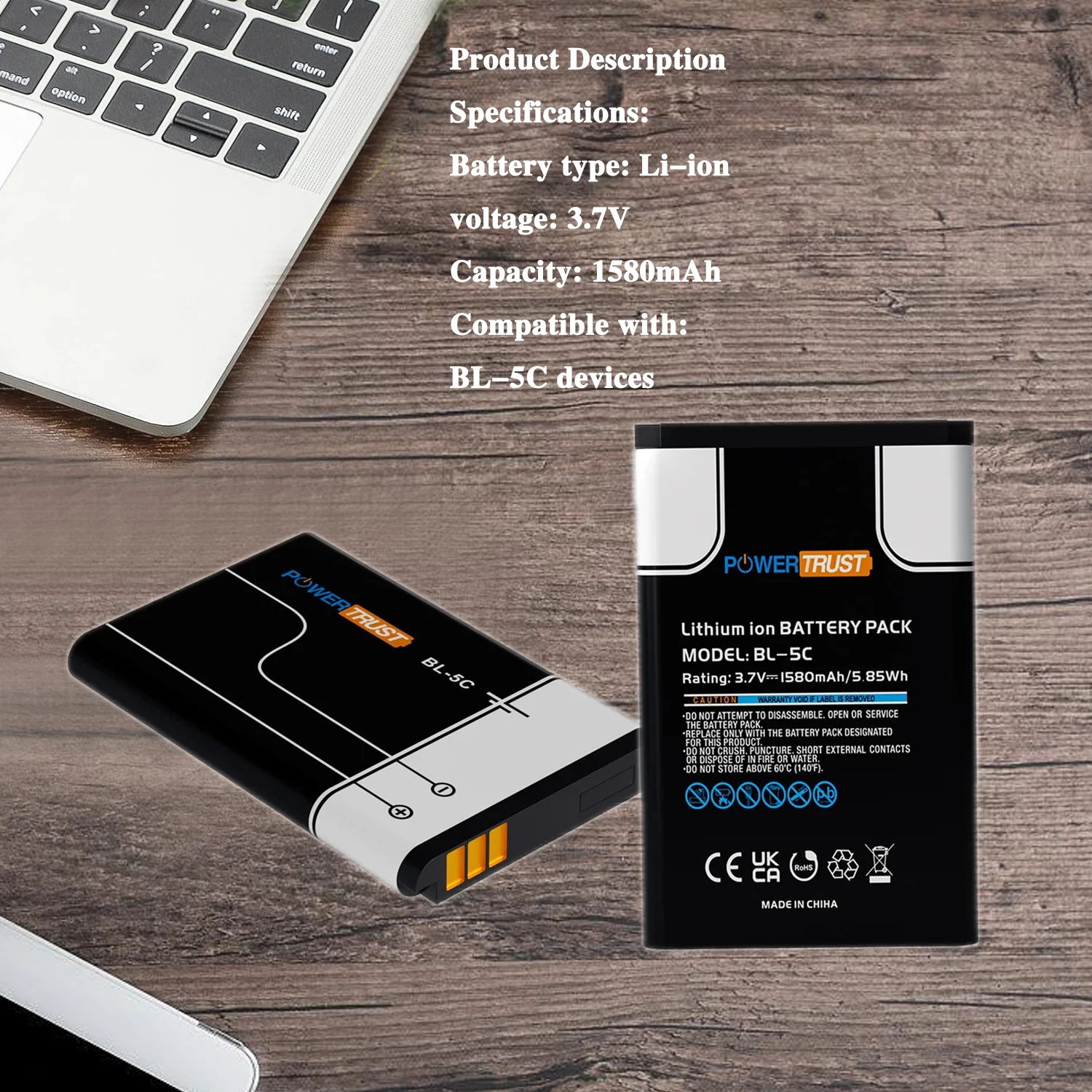 Аккумулятор 3 7 V 1580mAh BL-5C BL5C