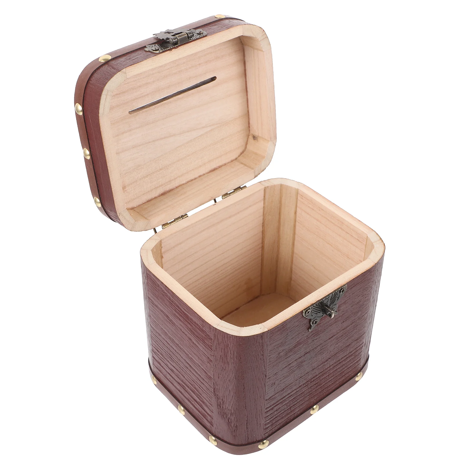 

Wooden Treasure Box Vintage Piggy Bank Saving Coin Treasure Box Money Box with Lock
