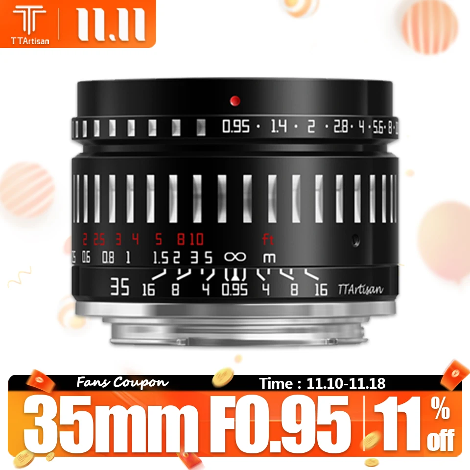 TTArtisan 35 мм F0.95 APS-C Prime Camera в стиле ретро с ручной фокусировкой для Fuji X-A1 X-T100 Sony A6000