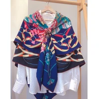 cashmere silk scarf women double sided flower shawl hand rolled stole 135135cm