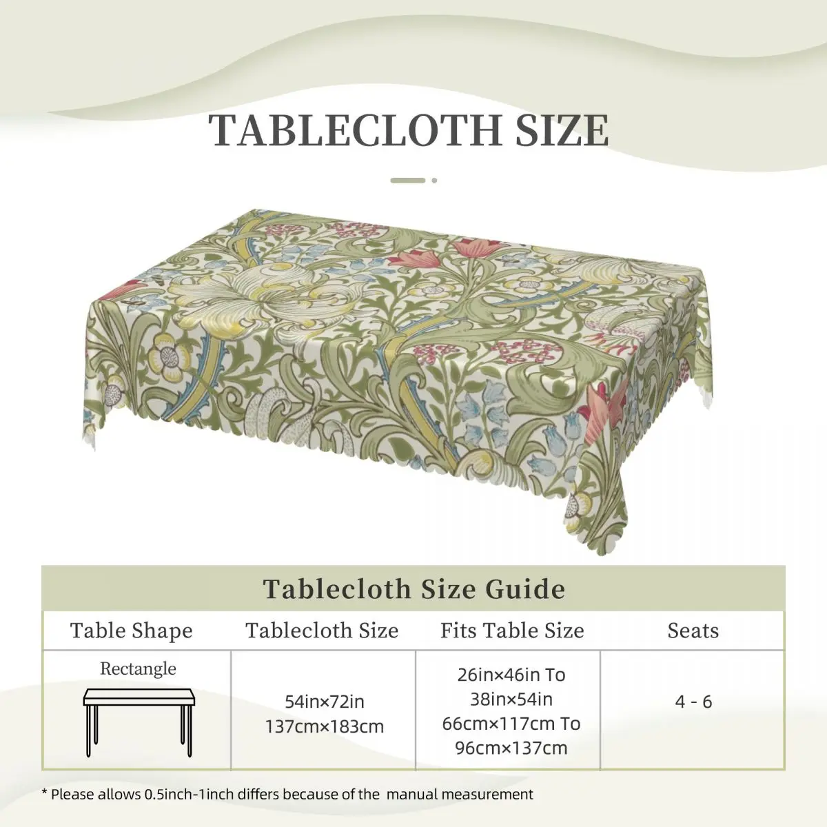 Прямоугольная Водонепроницаемая маслостойкая Скатерть на стол Вильям Морриса