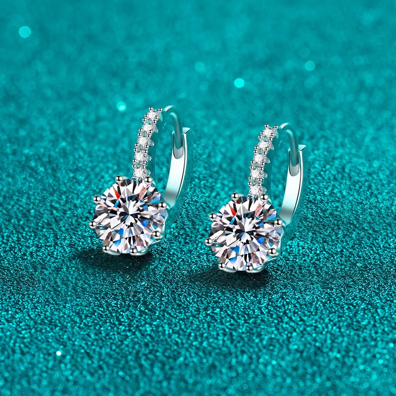 4CT Real Moissanite Hoop Earrings Women 925 Sterling Silver D VVS1 Lab Diamond Huggie Earrings Platinum Plated Pass Tester Gift