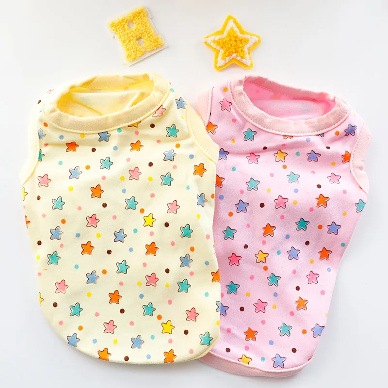 

Одежда для собак и домашних животных, Мультяшные жилеты для собак, одежда для кошек, маленькие звезды, милые тонкие весенние и летние модные ...