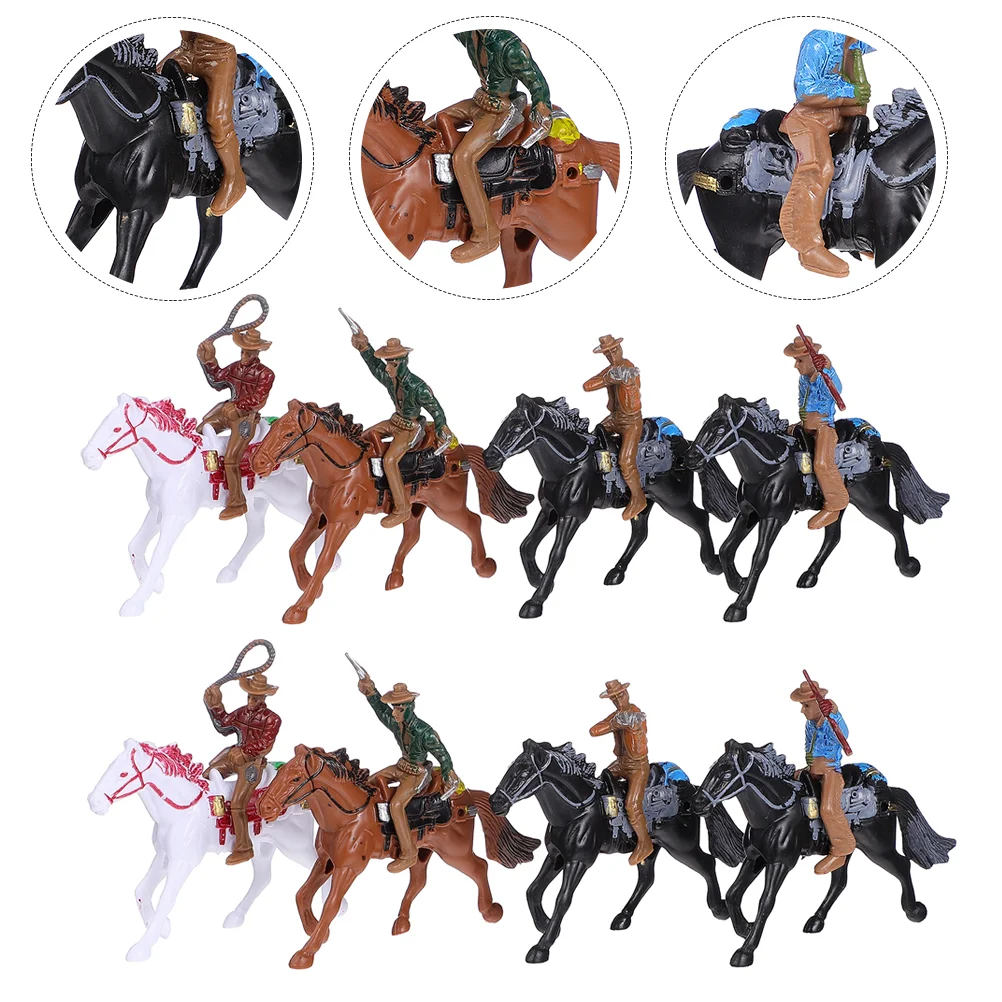 

8PCS Mini Cowboy Ornaments Human Landscape Models Sand Table People Models