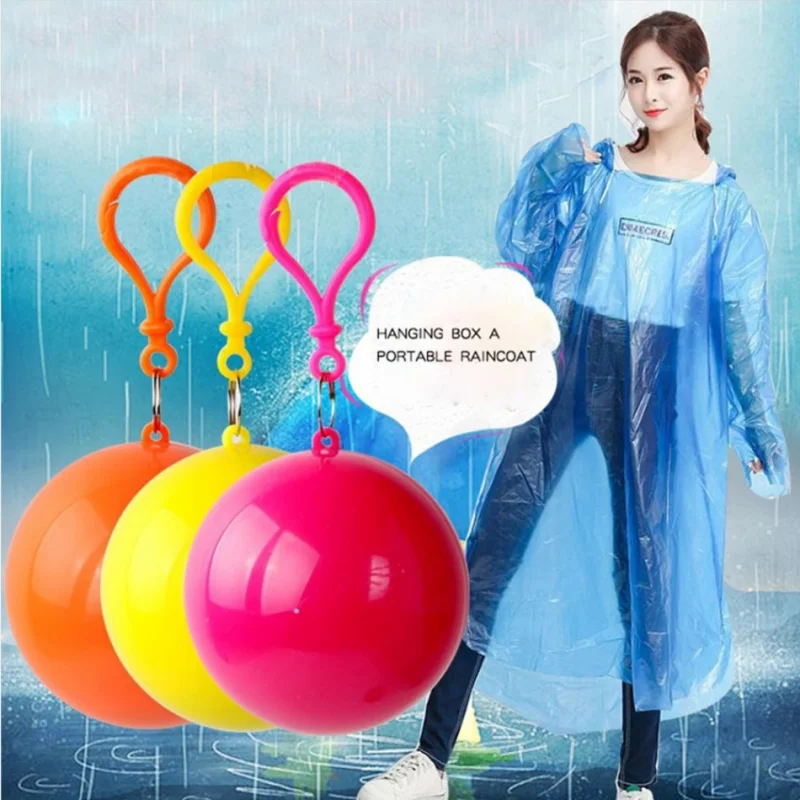 

Portable Raincoat Ball Emergency Poncho Unisex Plastic Disposable Camping Hiking Outdoor Tools Hiking Accessories