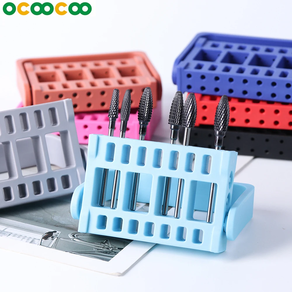 

1pcs 16 Holes Nail Drill Bit Display Shelf Acrylic Adjustable Grinding Head Holder Storage Box Manicure Drill Accessory
