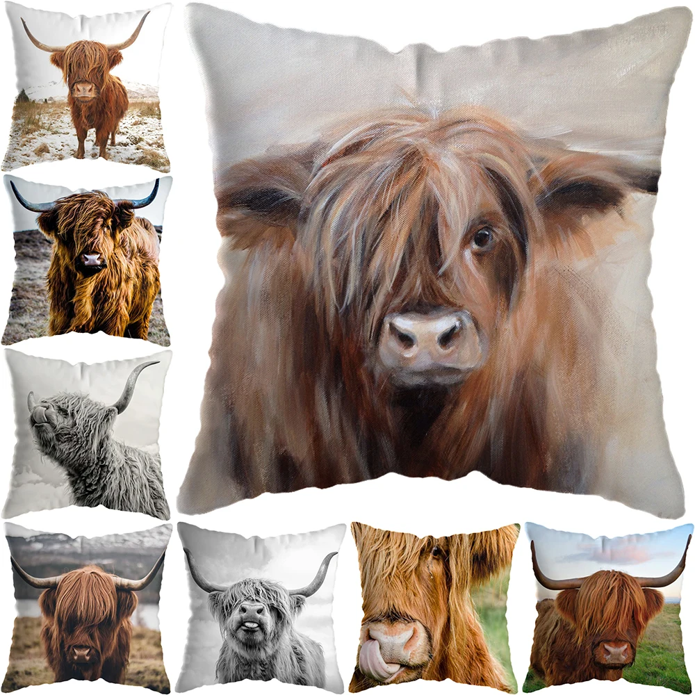 

45x45 см шотландская горная Кобра, корова, искусственная кожа, Обложка, украшение для дивана