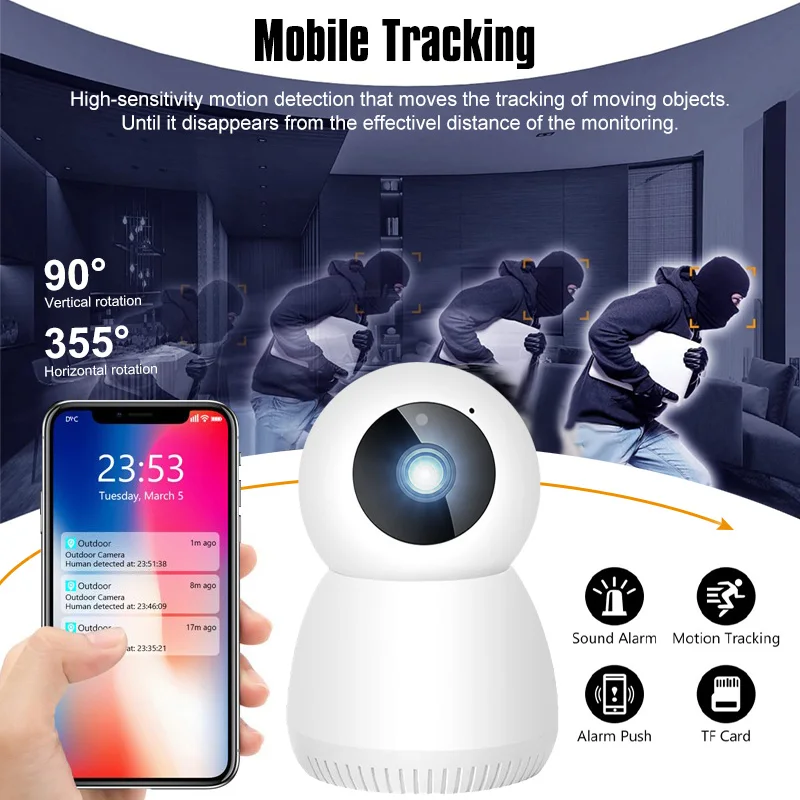 Фото Домашний монитор 720P, умная мини-камера наблюдения с датчиком движения и Wi-Fi, камера видеонаблюдения с функцией ночного видения №4