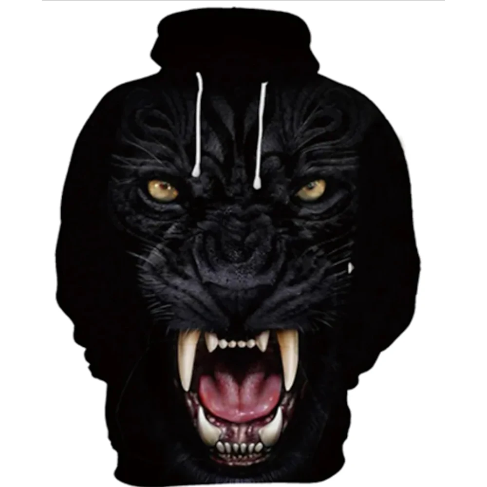 2023 Winter Animal Hoodies Men's Long-sleeved Sweatshirt Fashion 3D Print Dog Tiger Graphic Tops Oversized Hoody Casual Clothes