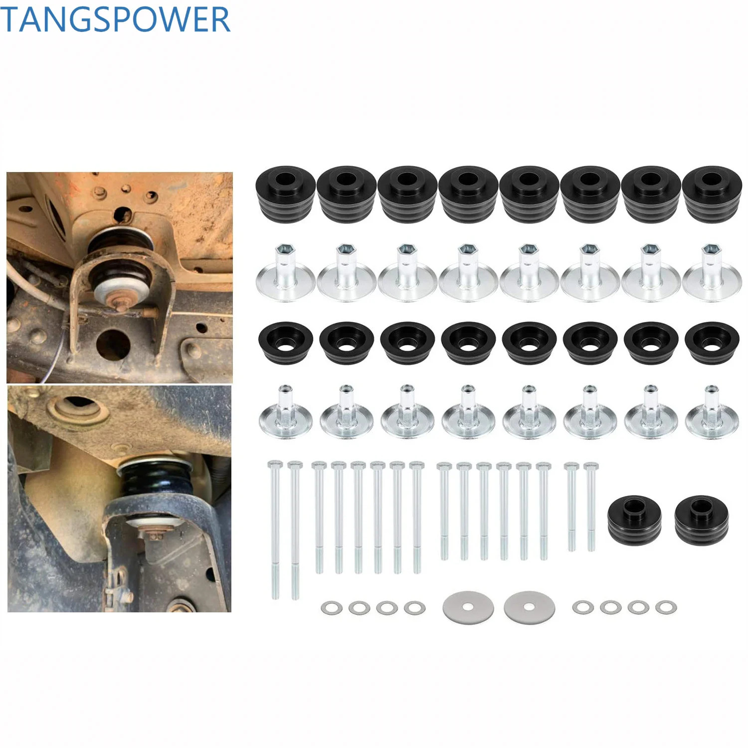 

KF04060BK Body Cab Mounts & Steel Sleeves & Hardware Body Mount Bushing Kit for Ford F250 F350 Super Duty 2008-2016 2WD 4WD