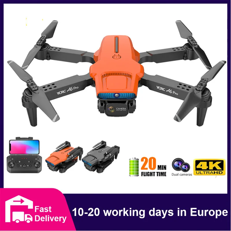 RC Drone A6 Pro 4K HD Wide-Angle Dual Camera 1080P WIFI Visual Positioning Height Keep Rc Dron Follow Quadcopter Toys for Boys