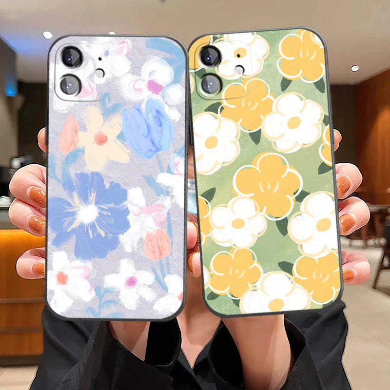 

Модный Роскошный чехол для телефона с цветами для iPhone 11 Pro 13 Mini 12 MAX 8 7 Plus SE 2020 X XR XS 6 6s, силиконовый чехол-накладка
