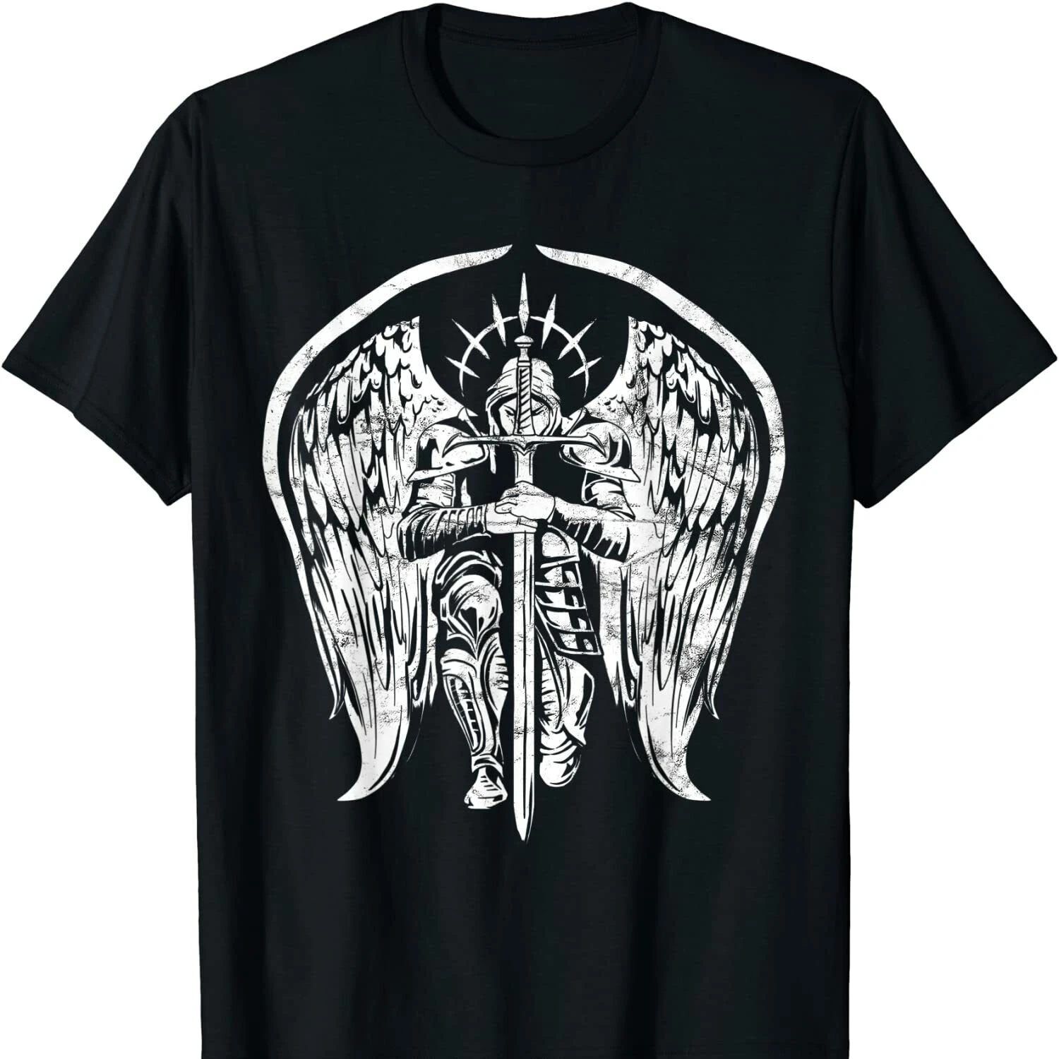 

The Archangel St.Michael Warrior Gift T Shirt New 100% Cotton Short Sleeve O-Neck T-shirt Casual Mens Top