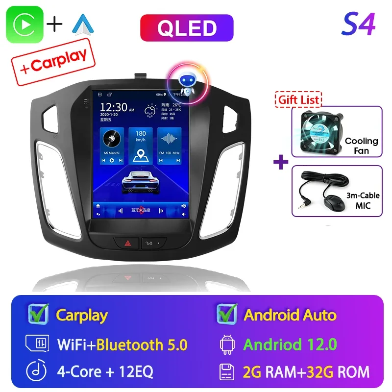

Srnubi 2 Din 9,7 дюйма Android 12 Carplay Автомобильный радиоприемник для Ford Focus 3 Mk 3 2011 2012-2019 Мультимедийный плеер 2Din GPS Авто Стерео DVD