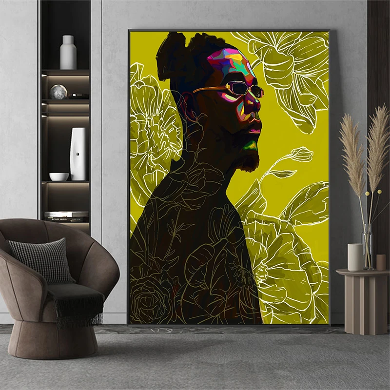 

Hip Hop Star Rapper King Graffiti Art Man Modern Wall Poster Abstract Picture Custom Prints Home Decoration for Living Boy Room