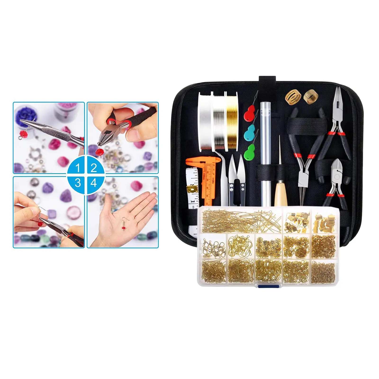 

Jewelry Making Tools Kit with Pliers Jewelry Findings Hangmade Jewelry Lot