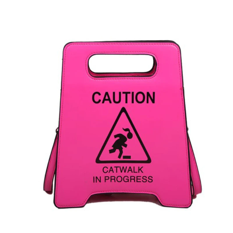 

Young Girl Crossbody Bag Creative Caution Letters Sign Handbag Cute Fluorescence Color Shoulder Bags For Women 2023 Clutches