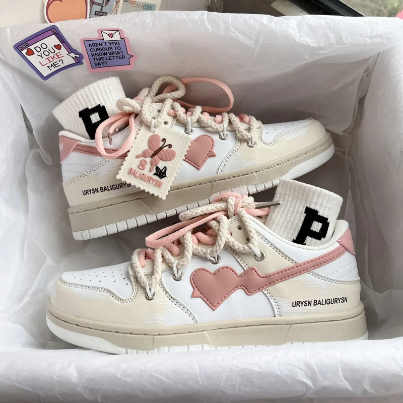 

2023 Summer Casual Sneakers Female Flat Sports Shoes Women's Platform Student Cute Sneakers Comfortle Lace Up Skateboard Shoes