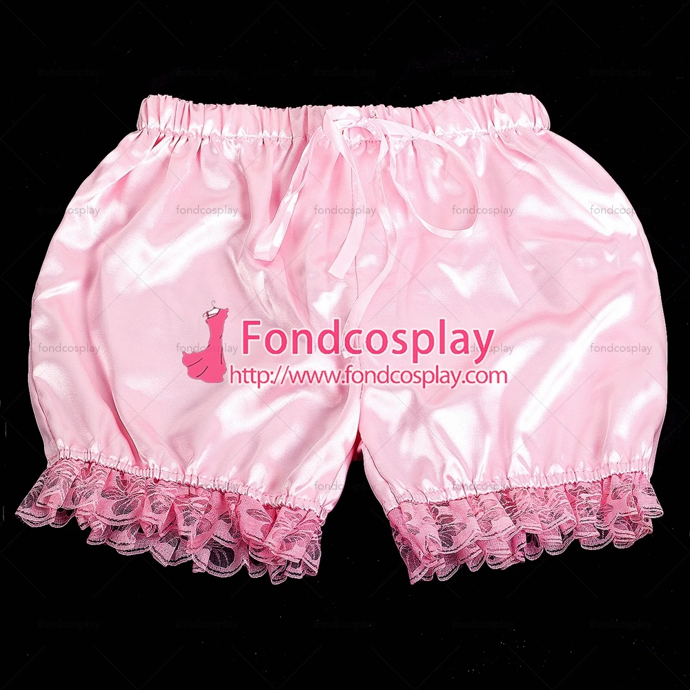 

adult sexy cross dressing sissy maid short baby pink satin bloomers panties Tailor-made[G2057]