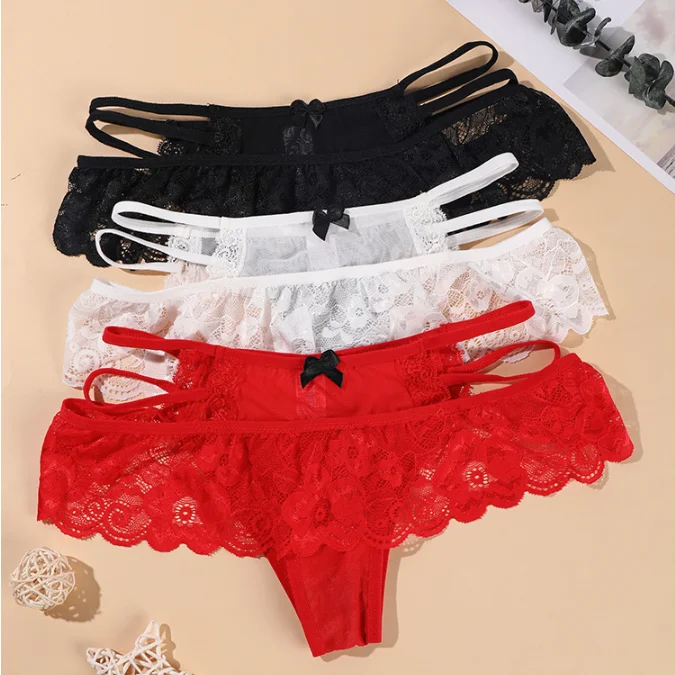 

Underwear Women's pure cotton crotch Summer thin mesh seductive breathable low waist sexy women's triangle lace G-string pants