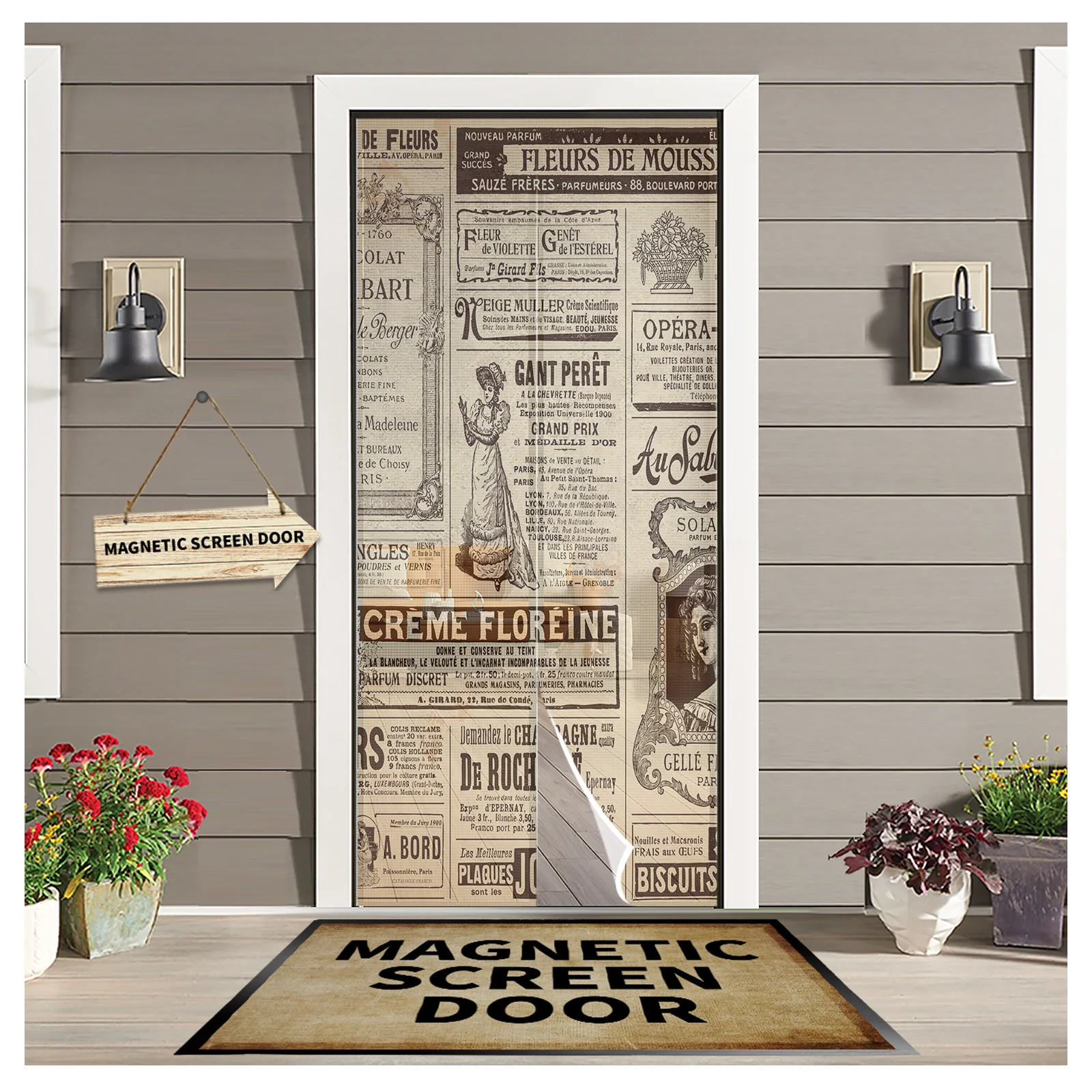 

Шторы на дверь с изображением насекомых, на магнитной застежке