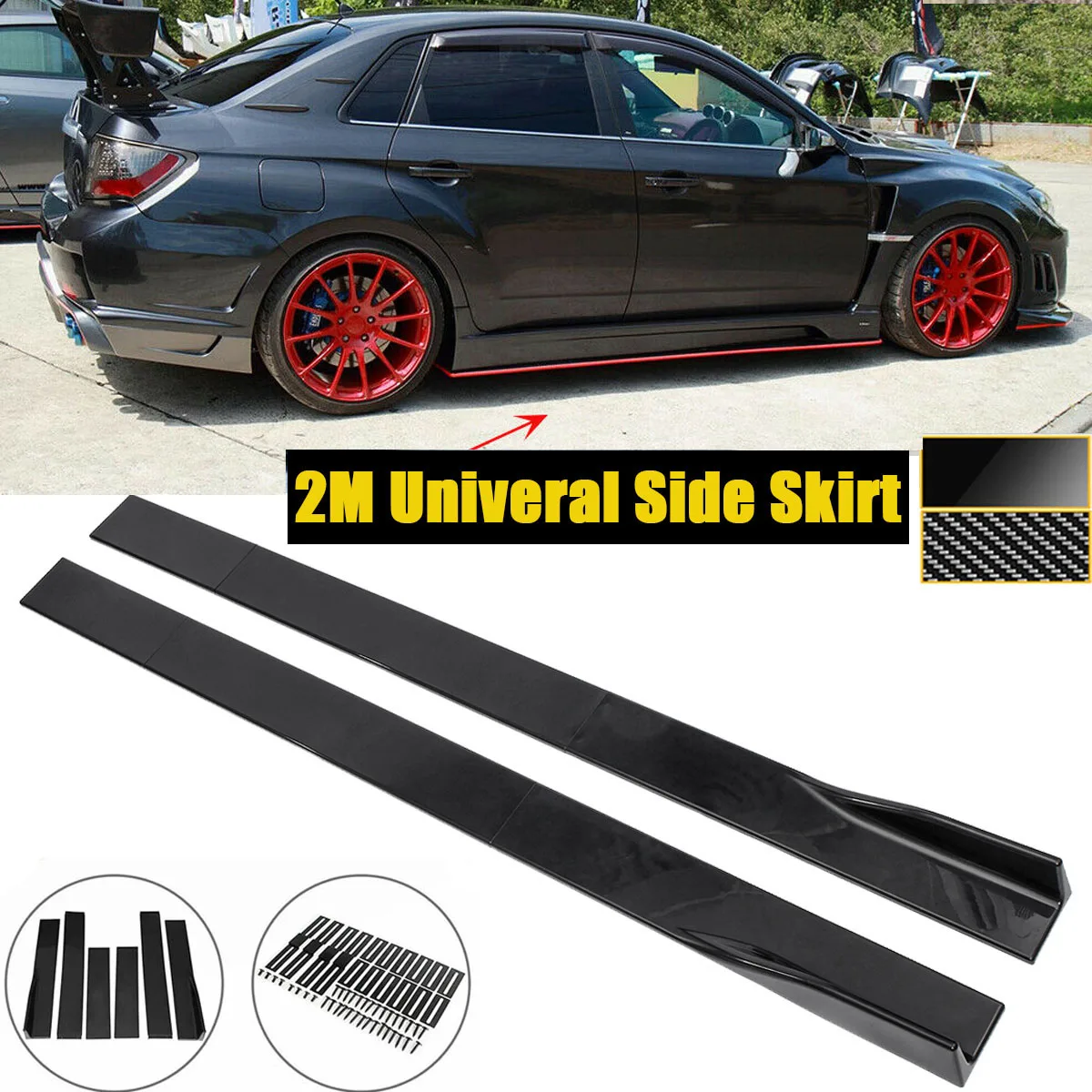 

2M Side Skirt Extension Kit Universal For Subaru WRX /STi 2000-2022 Apron Splitters Lip Winglet Car Accessories