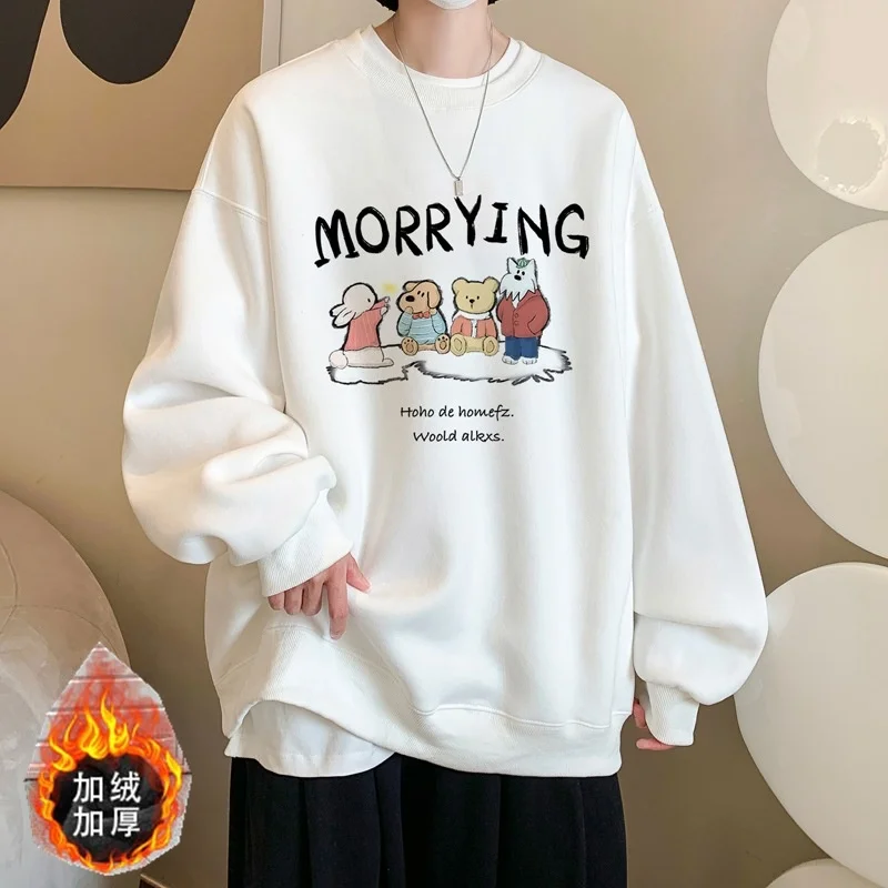 

Кашемировый свитер 022 осень зима круглый вырез трендовая Футболка с принтом базовое пальто для влюбленных мужская одежда