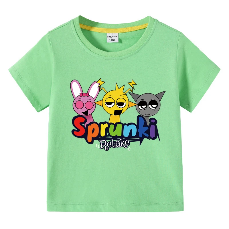 Футболка с рисунком Sprunki детские хлопковые футболки Incredibox топы короткими