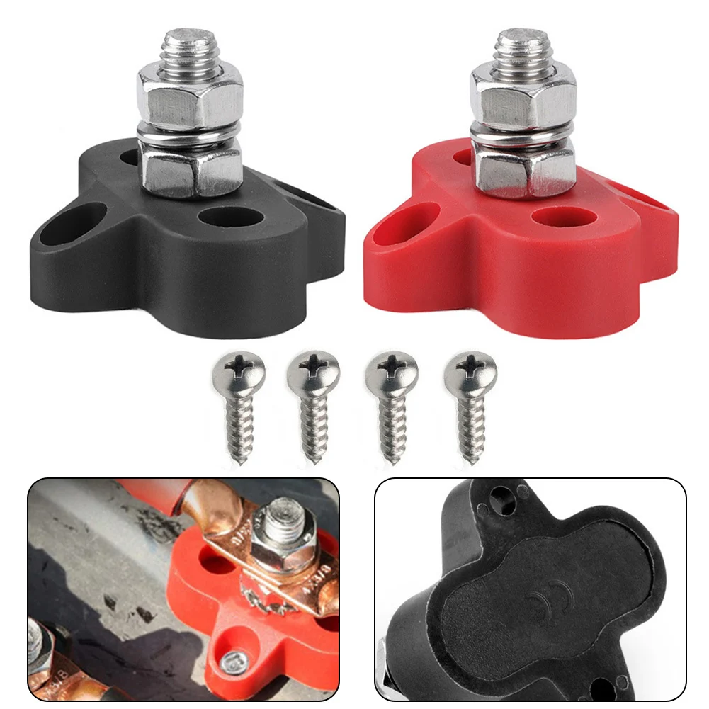 

8mm M8 Red Black Junction Block Power Post Insulated Terminal Studs Universal Marine Boat Yachts Car Truck RV Terminal Block