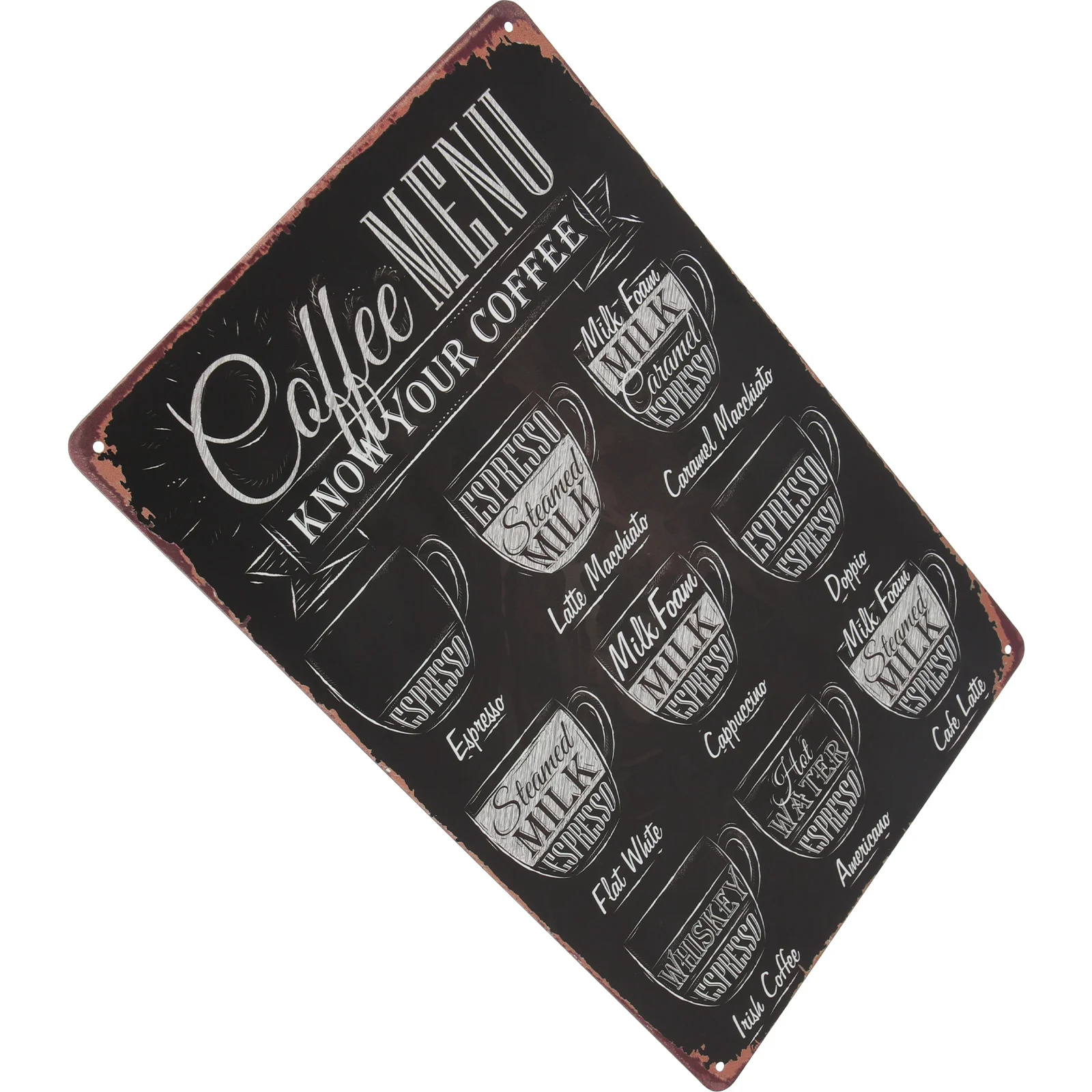 

Coffee Bar Sign Coffee Menu Know Your Coffee Metal Signs Vintage Wall Hanging Decorative Sign Poster, 8 X 12 Inches