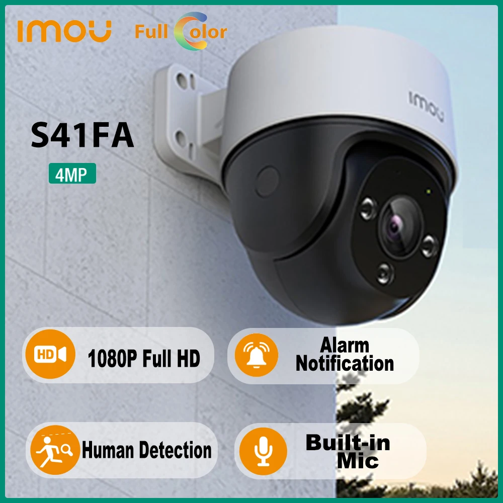 

Dahua Imou S41FA PoE 4MP PTZ Outdoor IP66 Human Detection H.265 Color Night Vision Tracking Built-in Mic IP Camera Smart Home