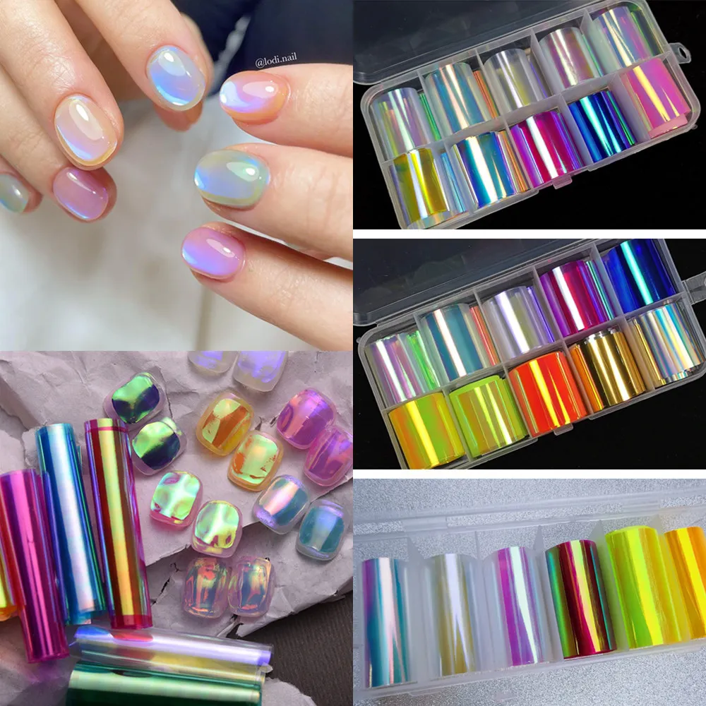 

1 Box Aurora Nails Foil Film Korean Nails Glass Foil Film Sticker Cellophane Paper Ice Cube Foil Paper Manicure Nail Decoration