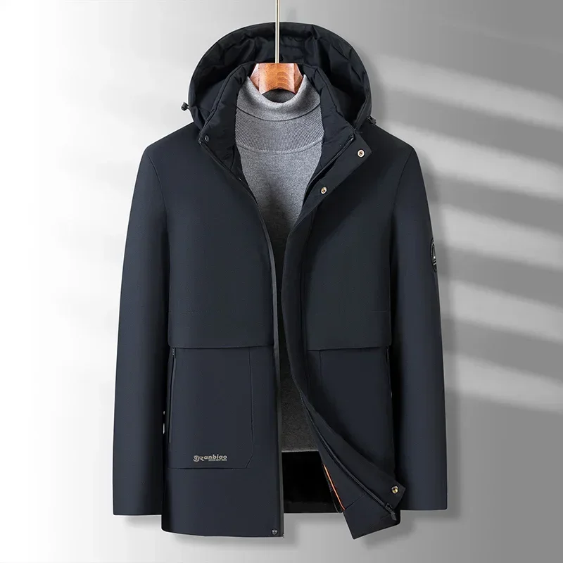 Новинка мужская зимняя куртка YEAE пуховик из хлопка со съемной шапкой бархатное