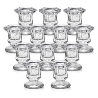 candlestick holders bulk glass candle holders set clear 12 pcs crystal taper candle holders for wedding