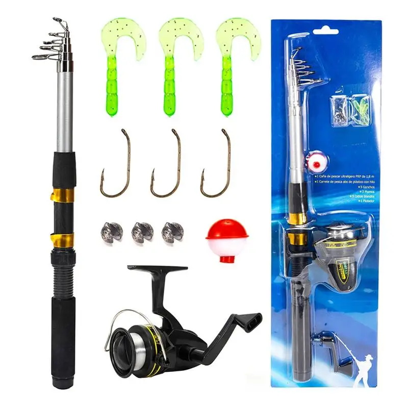 Fishing Rod Combo For Kids Fishing Rod And Reel Combo 12 Pieces Telescopic Fishing Rod Sea Saltwater Freshwater Ice Bass Fishing