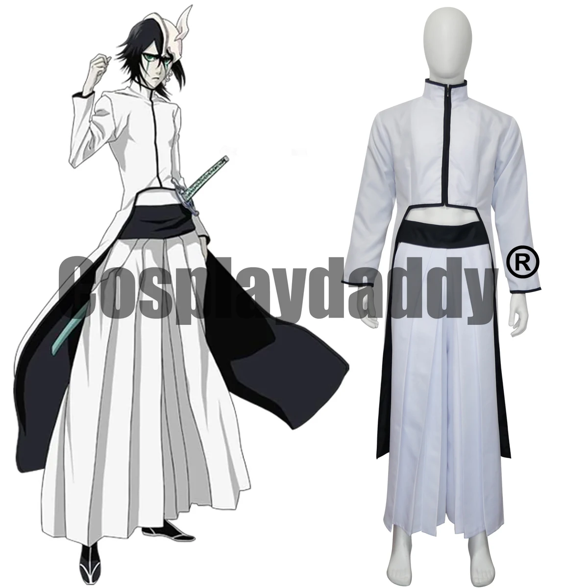 Фото В НАЛИЧИИ Bleach Cuatro Espada Ulquiorra Cifer Arrancar Кимоно Наряд Аниме Косплей Костюм №1