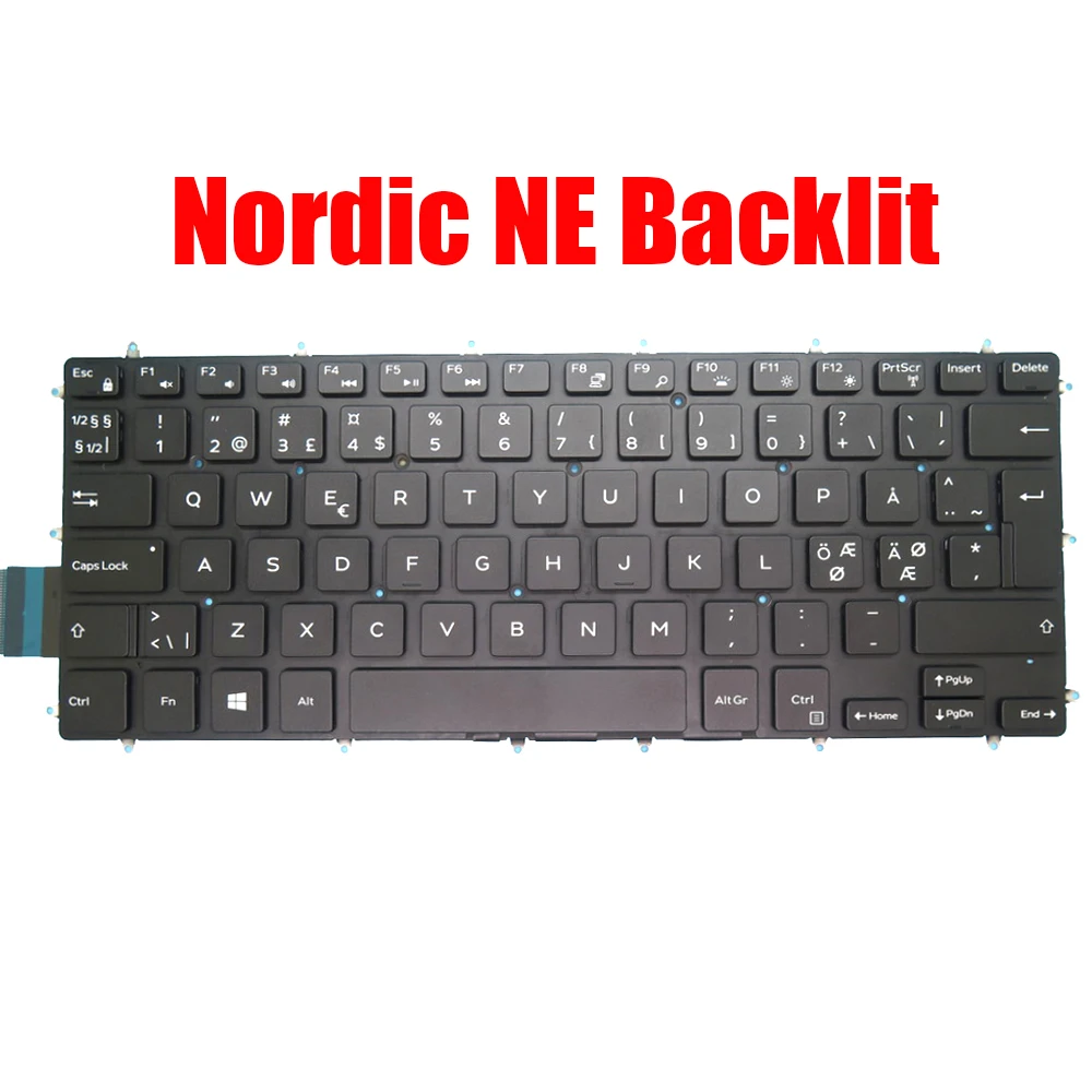 

Backlit Nordic NE Keyboard For DELL For Inspiron 3480 3481 3482 3490 3493 5370 7370 7380 7460 7466 7467 7472 7560 7570 7572 7580